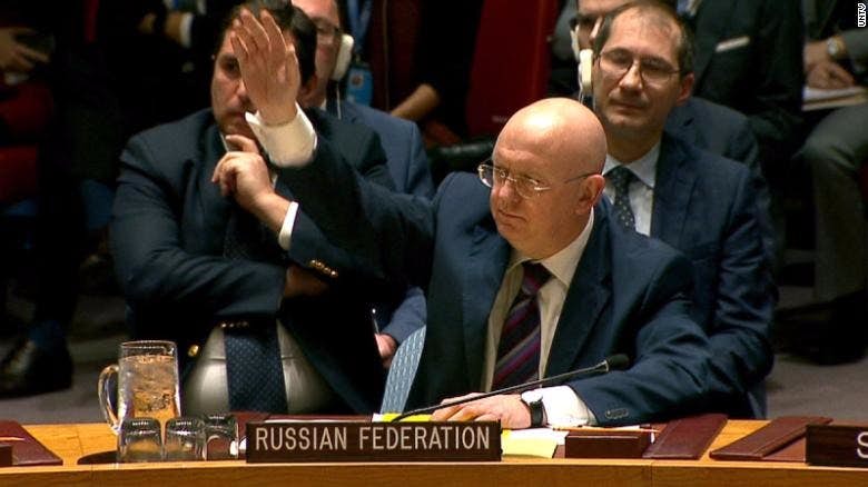 Russia vetoes UN resolution on chemical weapons probe in Syria