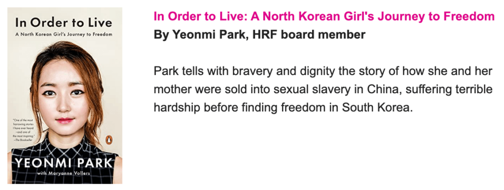 In order to live - Yeonmi Park