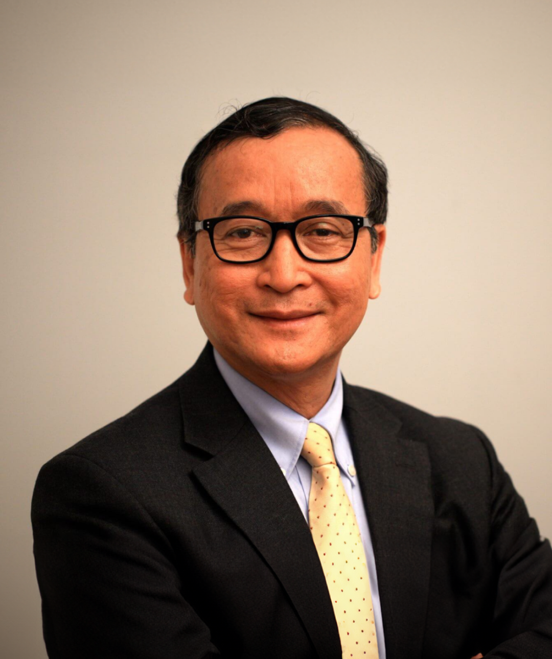 Cambodian opposition leader Sam Rainsy headshot