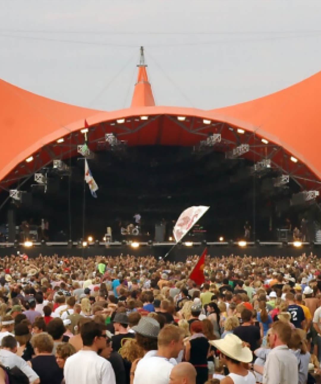 Roskilde festival in Denmark Main Stage with a full crowd