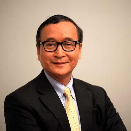 Cambodian opposition leader Sam Rainsy headshot