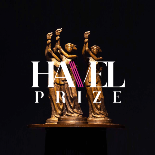 Havel prize for creative dissent header featuring trophy and black background