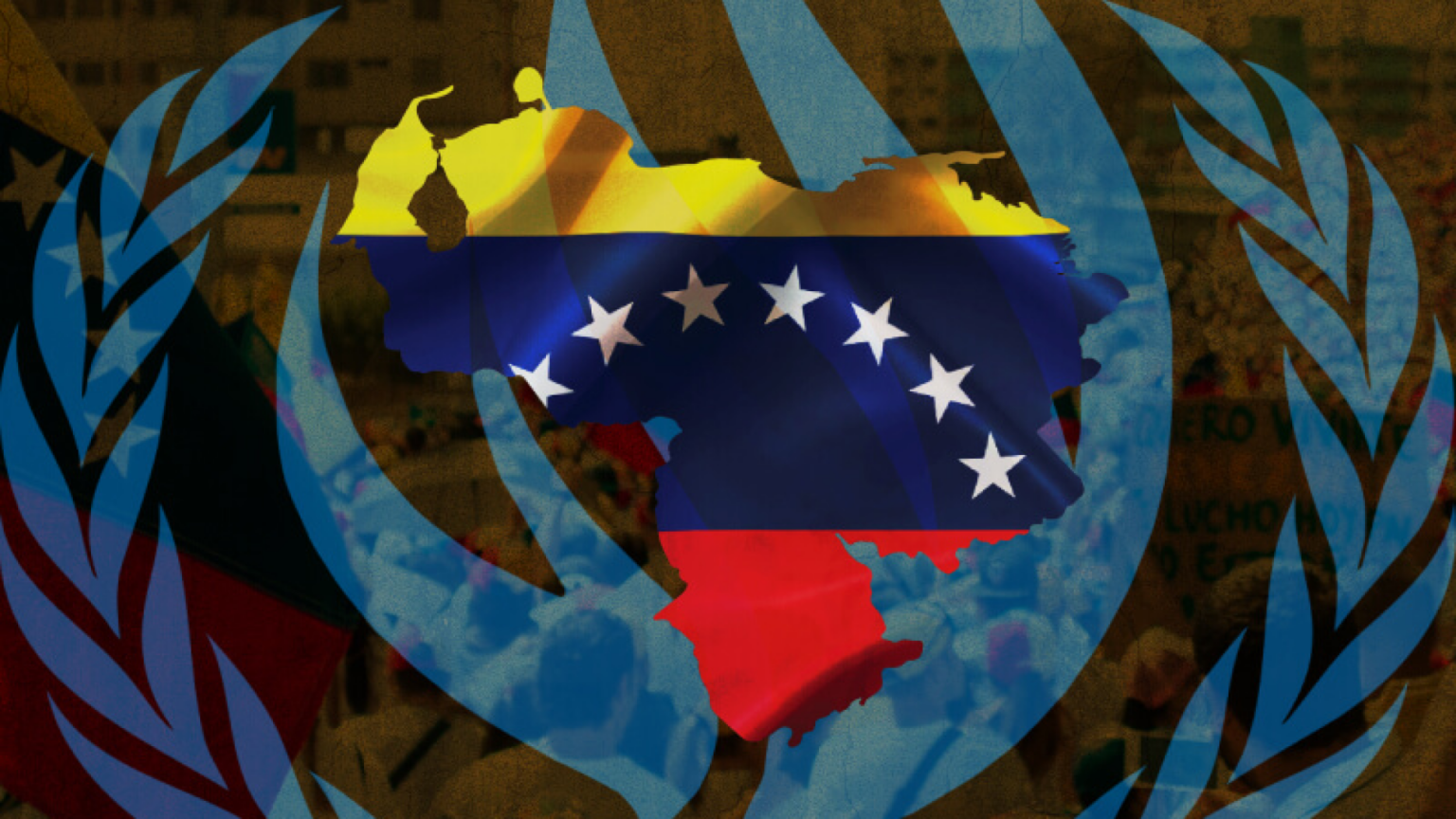 Venezuela's flag with UN themed background