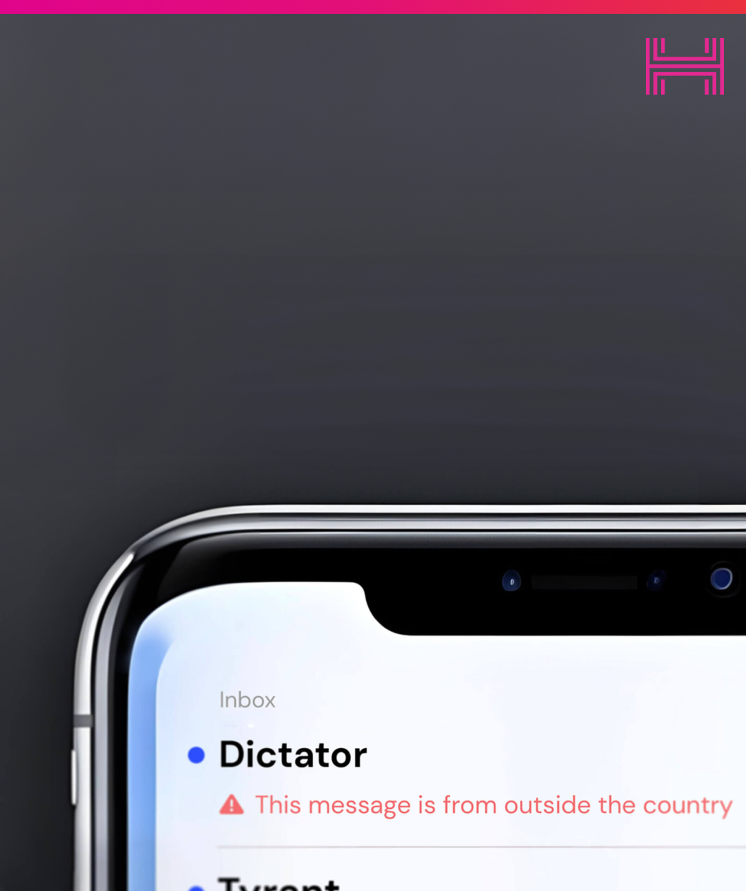 Email in iPhone inbox reading dictator