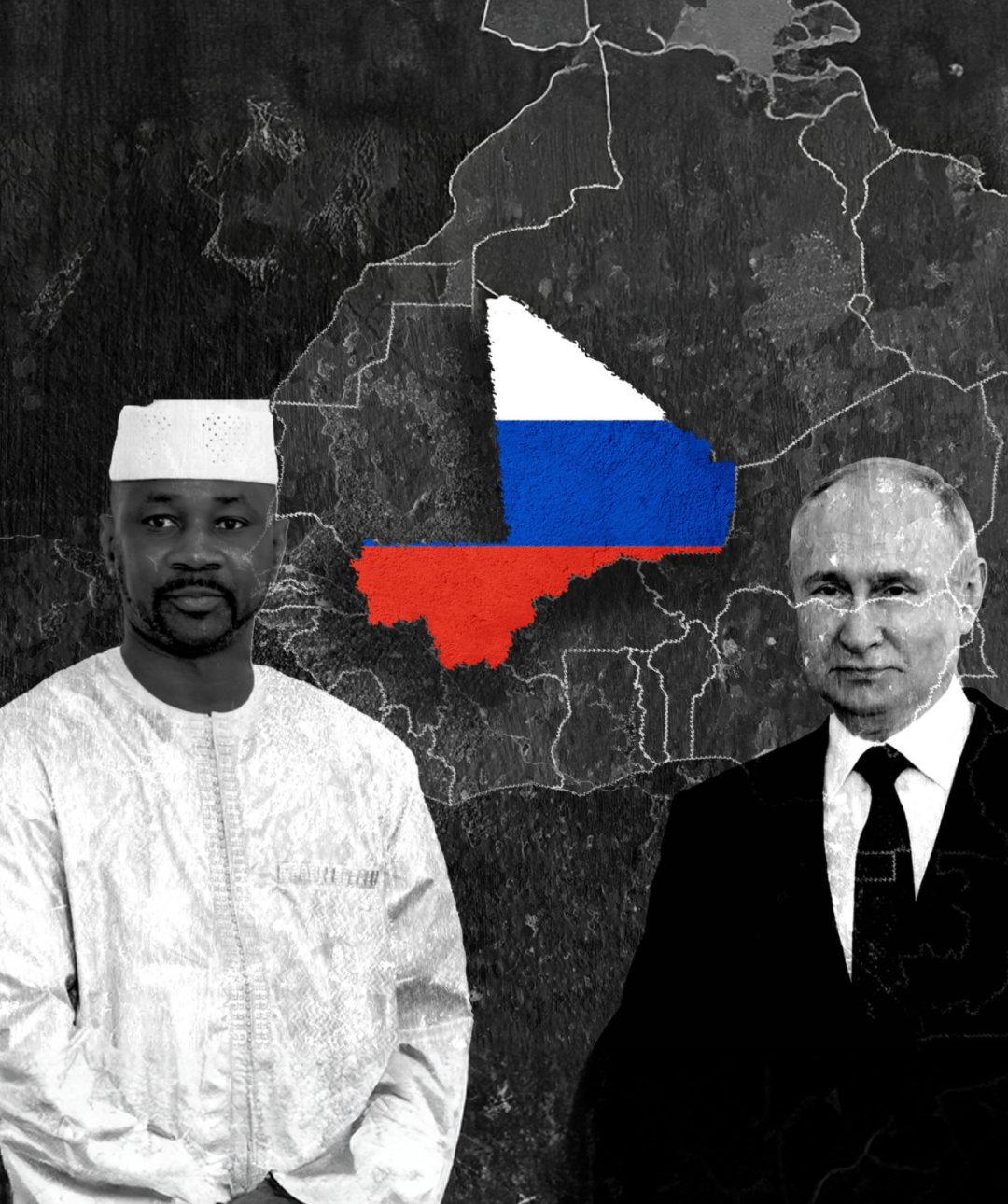 Mali president Assimi Goïta and Russian president Vladimir Putin.