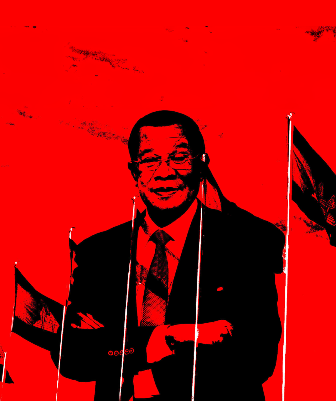 Cambodian president Hun Sen is highlighted in this blog post header with a intense red background.