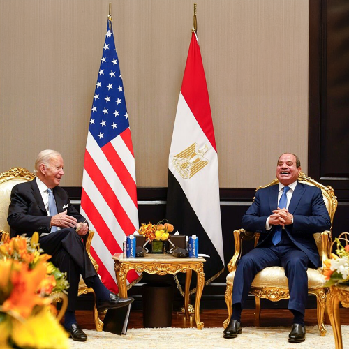 US President Joe Biden and Egyptian President Abdel Fattah el-Sisi meeting