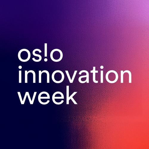 Oslo Innovation week website header purple, pink and red gradient background