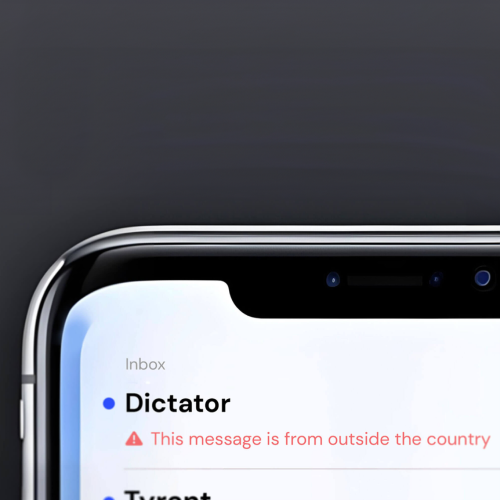 Email in iPhone inbox reading dictator