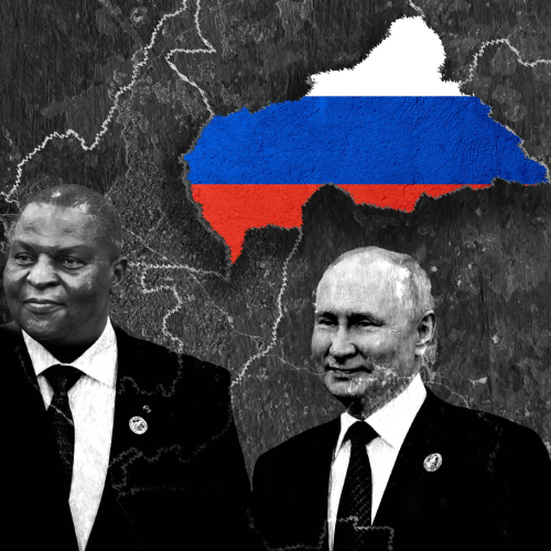 Central African Republic president Faustin-Archange Touadéra and Russian president Vladimir Putin.