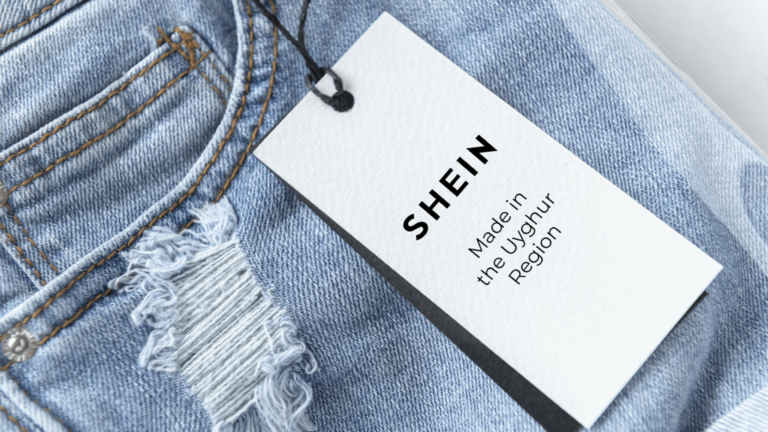 Personalized Shein tag highlighting the use of forced Uyghur labor