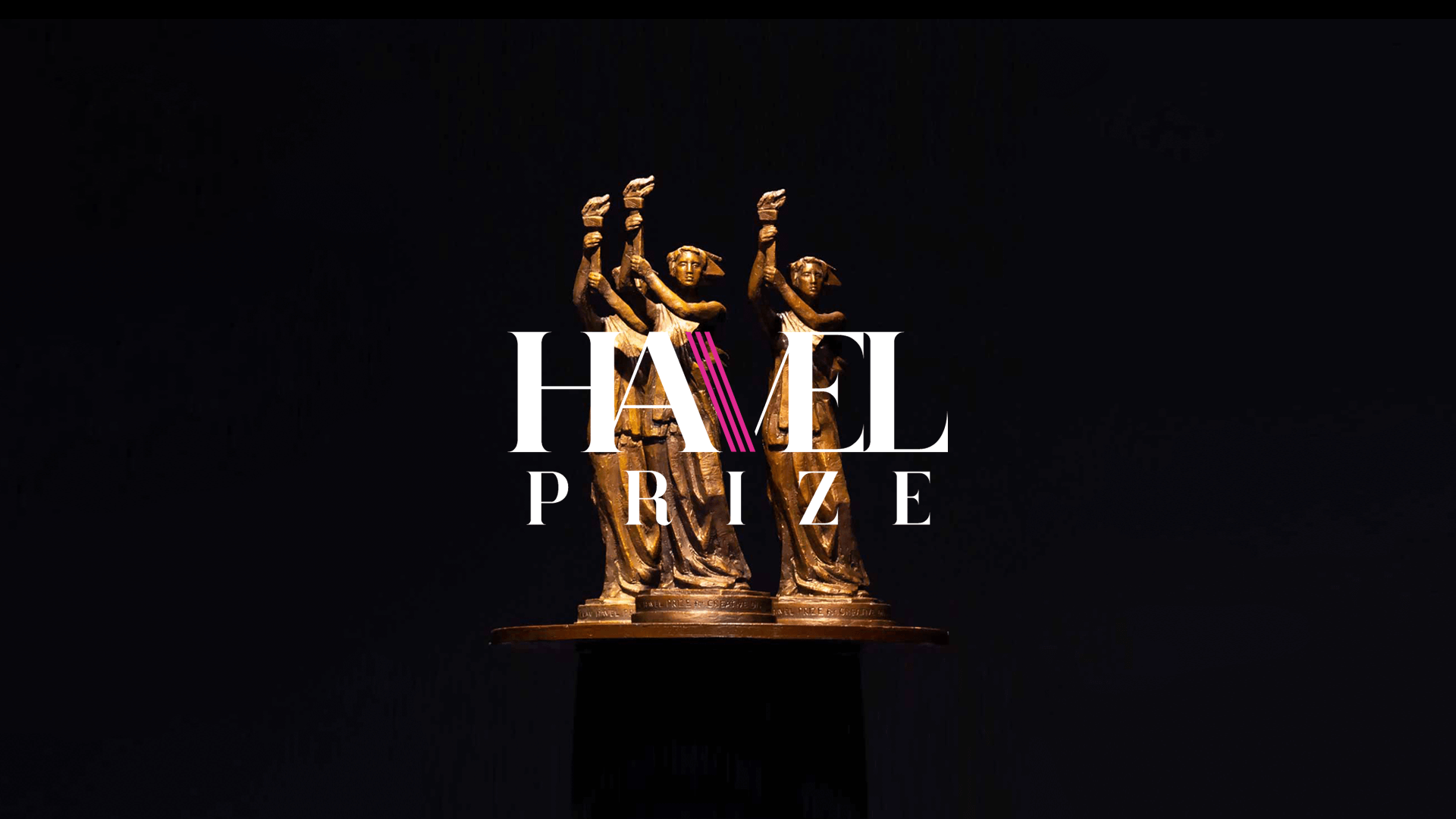 Havel prize for creative dissent header featuring trophy and black background
