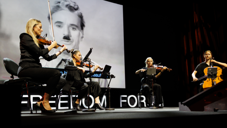 Oslo strings quartet performing at the Oslo Freedom Forum