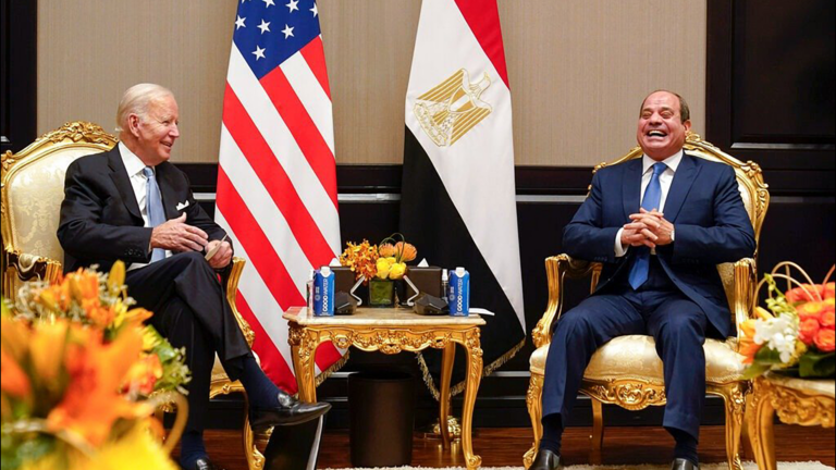 US President Joe Biden and Egyptian President Abdel Fattah el-Sisi meeting