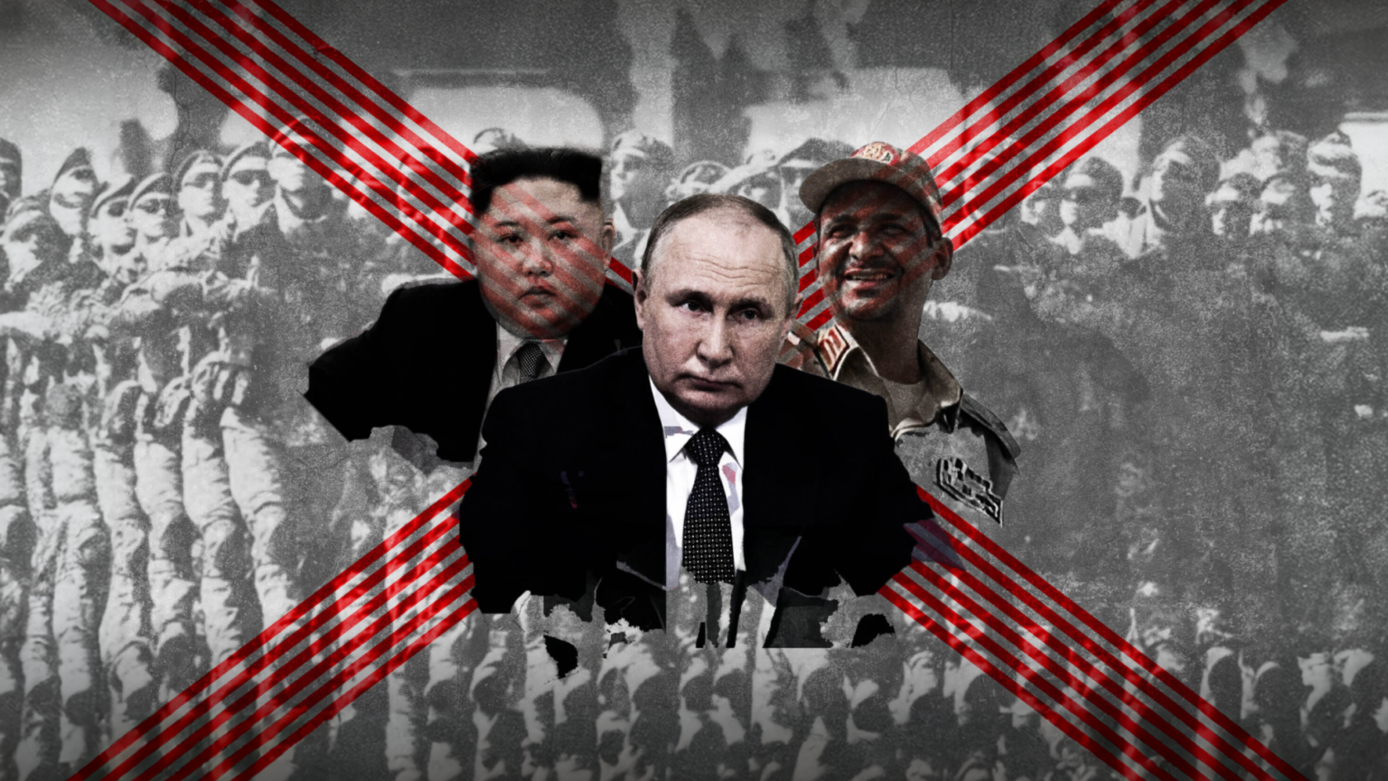 The 2023 Dictators’ Playbook blog series header featuring Vladimir Putin, Kim Jong-Un and more.