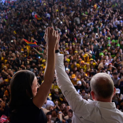 Maria Corina Machado and Edmundo González Urrutia at a rally in Venezuela