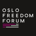 Oslo freedom forum logo black background and text