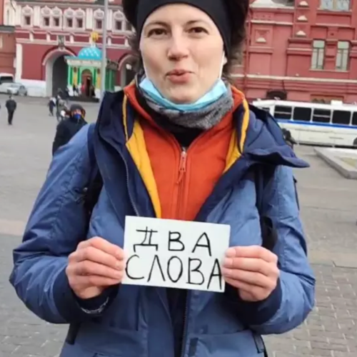 Video shows anti-war Russian protester expressing fear about speaking up before arrest