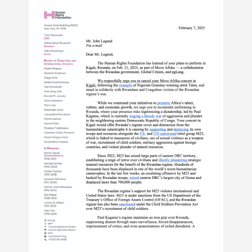 HRF pens open letter to John Legend - Human Rights Foundation