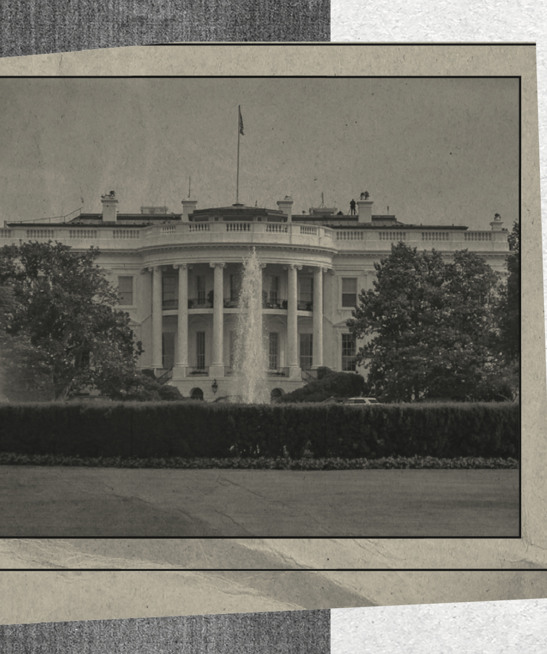 White House from distance in black and white