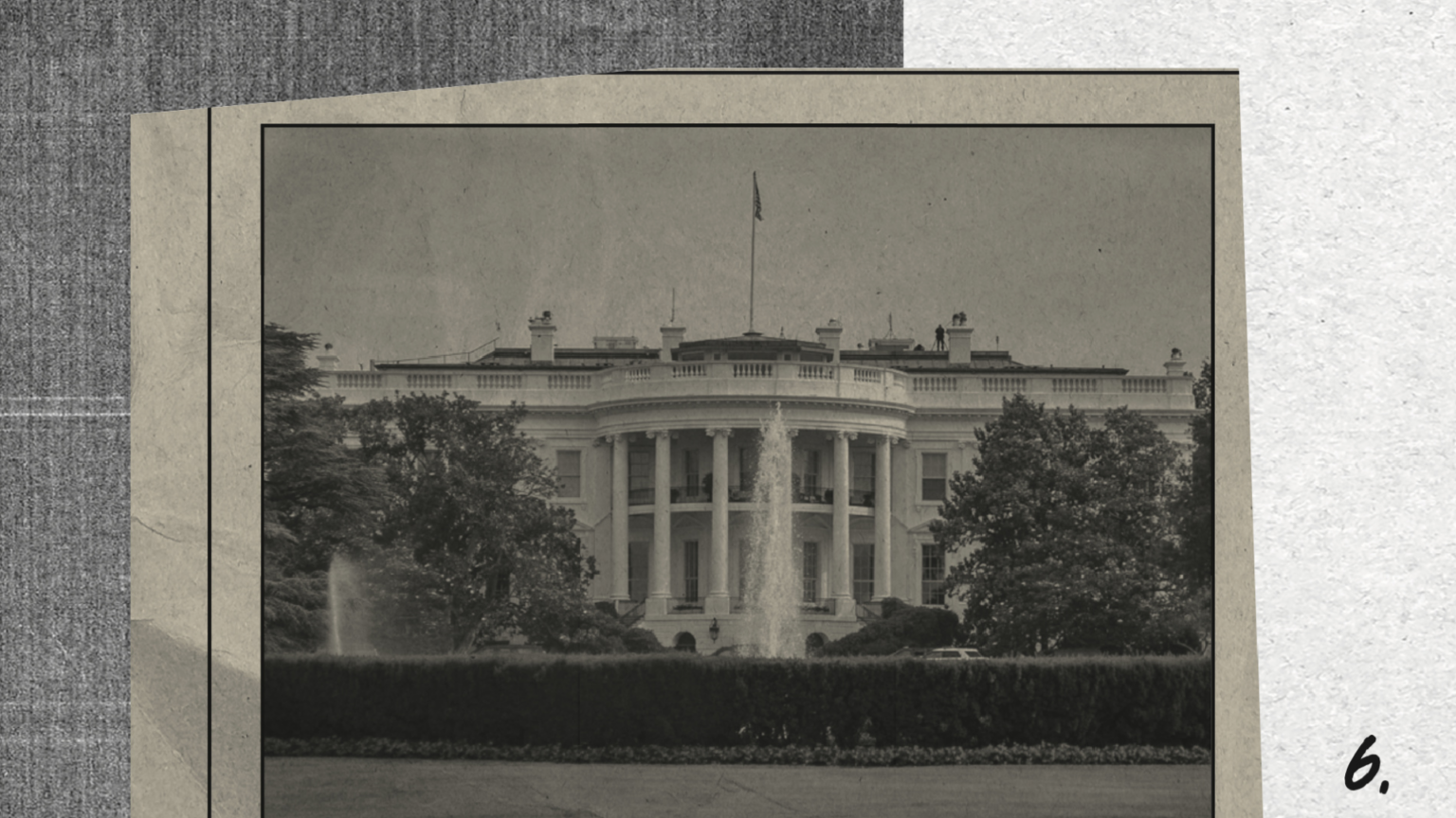 White House from distance in black and white