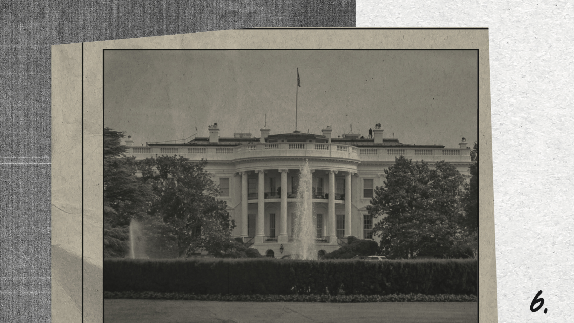 White House from distance in black and white