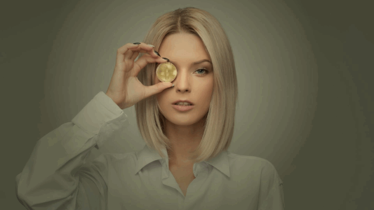 Woman with gold coin over her eye