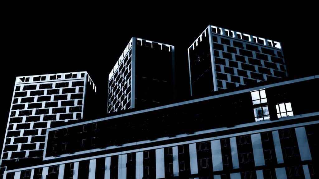Outline of buildings in the night