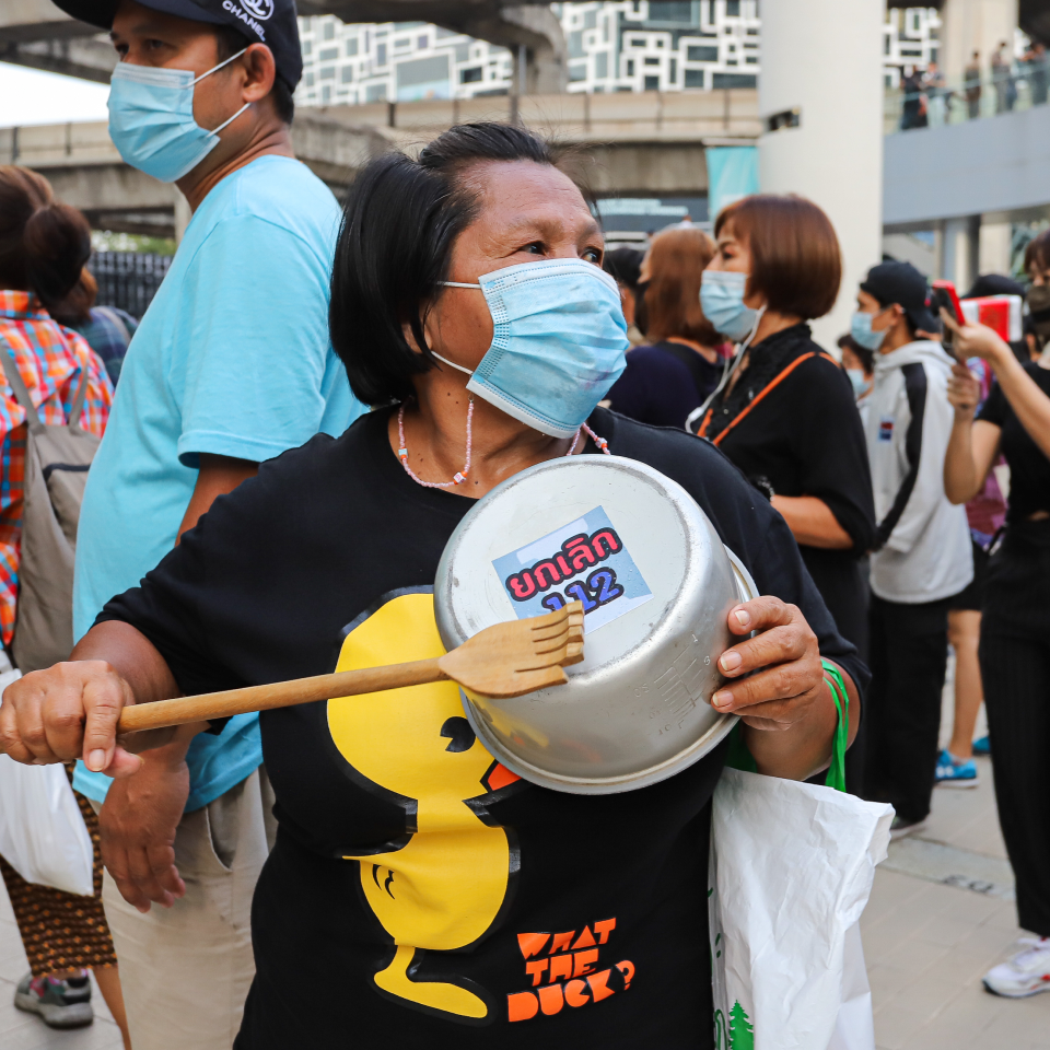 Youthquake Report - A protester bangs a pot in protest after the court denied bail to activists detained under Article 112