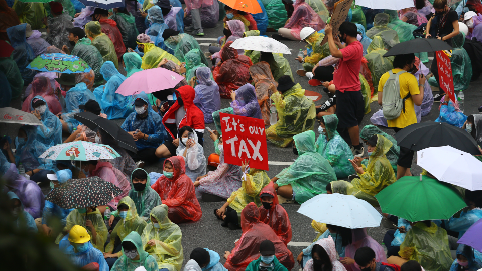 Youthquake Report - Pro-democracy protesters in Thailand occupy a road around the Victory Monument in Bangkok to demand the release of arrested protest leaders