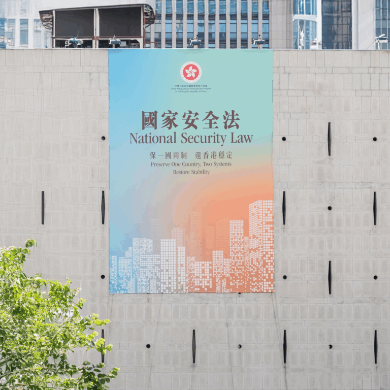 Youthquake Report - The Hong Kong government hangs a banner promoting the National Security Law