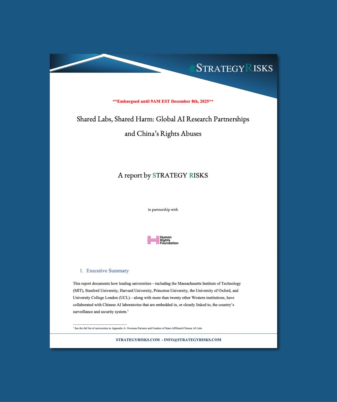 HRF-Sponsored Research Reveals Western Funding Ties to China’s State-Backed AI Labs