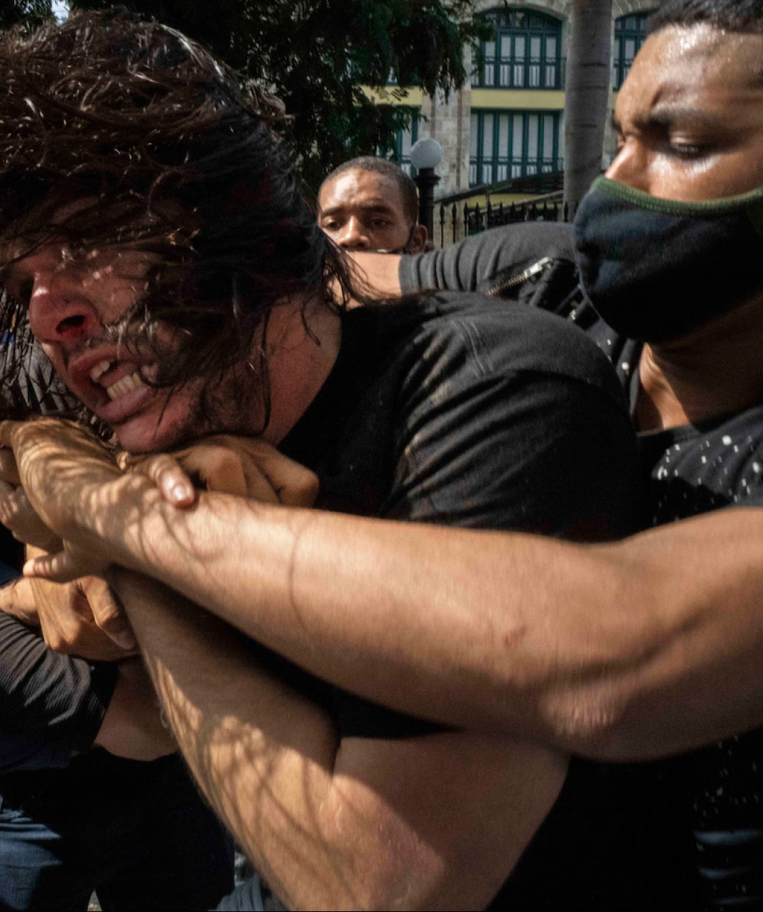 Plainclothes police detain an anti-government protester in Havana on July 11, 2021. (Ramon Espinosa/AP)