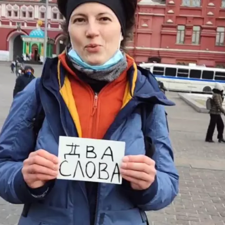 Video shows anti-war Russian protester expressing fear about speaking up before arrest
